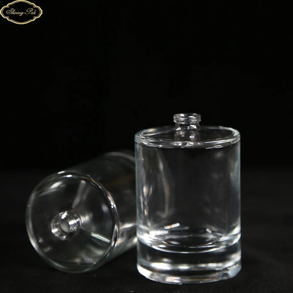 Free Sample 100ml Transparent Perfume Glass Dropper Bottle Unique Empty Cylinder with Pump Sprayer Seal