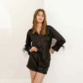 Fung 6025 6029 Pajamas for Women 2 Piece Sets Feathers Full Sleeve Sleepwear Pajamas