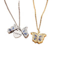G990 Clavicle Chain Necklaces Alloy Zircon Butterfly I Love You Openable Photo Box Pendant Locket Necklace