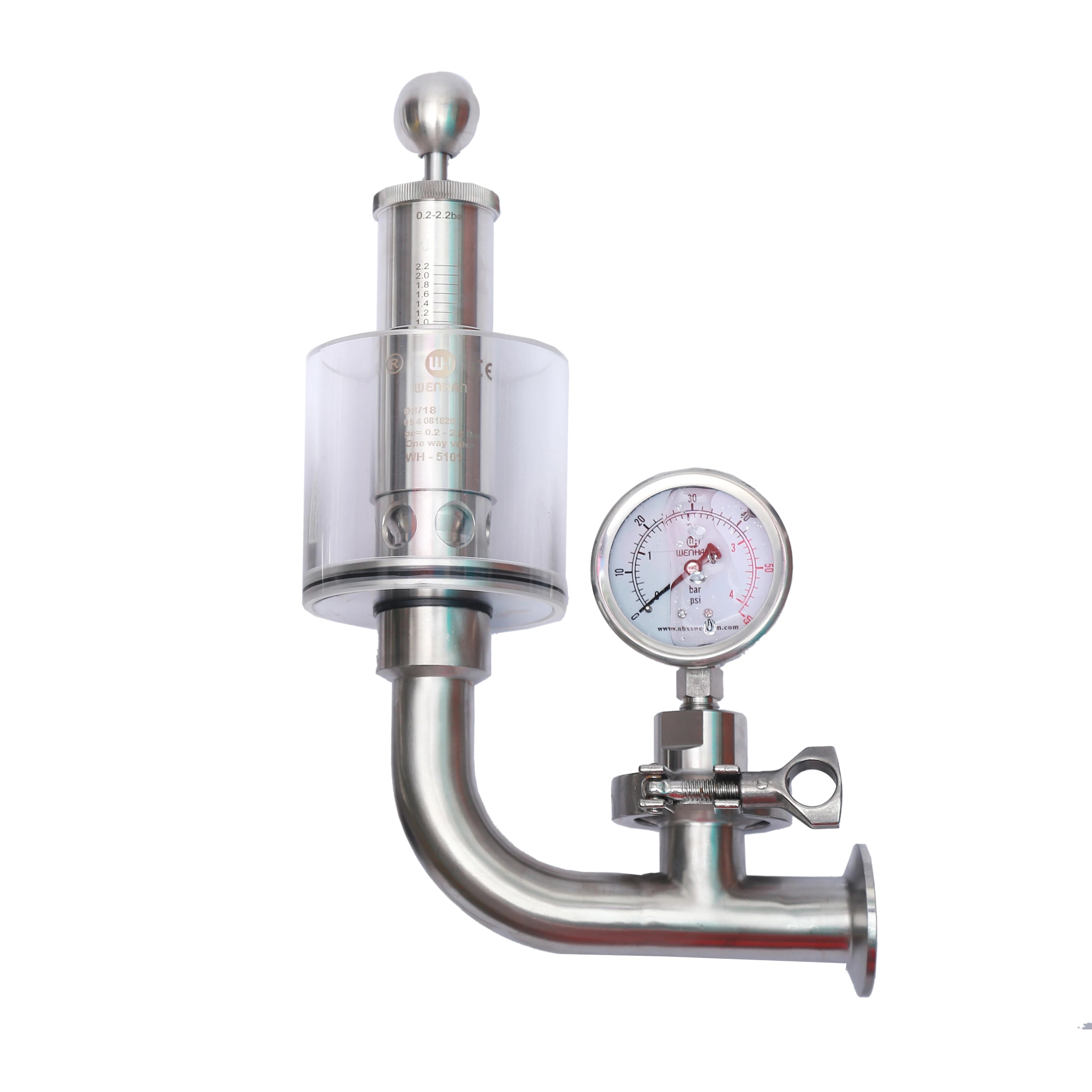 Piping Connection Exhaust Control Beer Keg Regulating Valve With Pressure Gauge Beer Bong