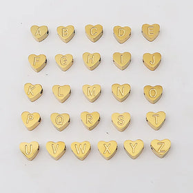 Wholesale Stainless Steel Number Love Heart Shape a to Z Letter Grave Charms Diy Bracelet Beads for Jewelry Making