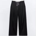 Women's Double Waist Wide Leg Pants  Adjustable High Elastic Waistband Front Darts Back False Welt Pocket Stylish Design