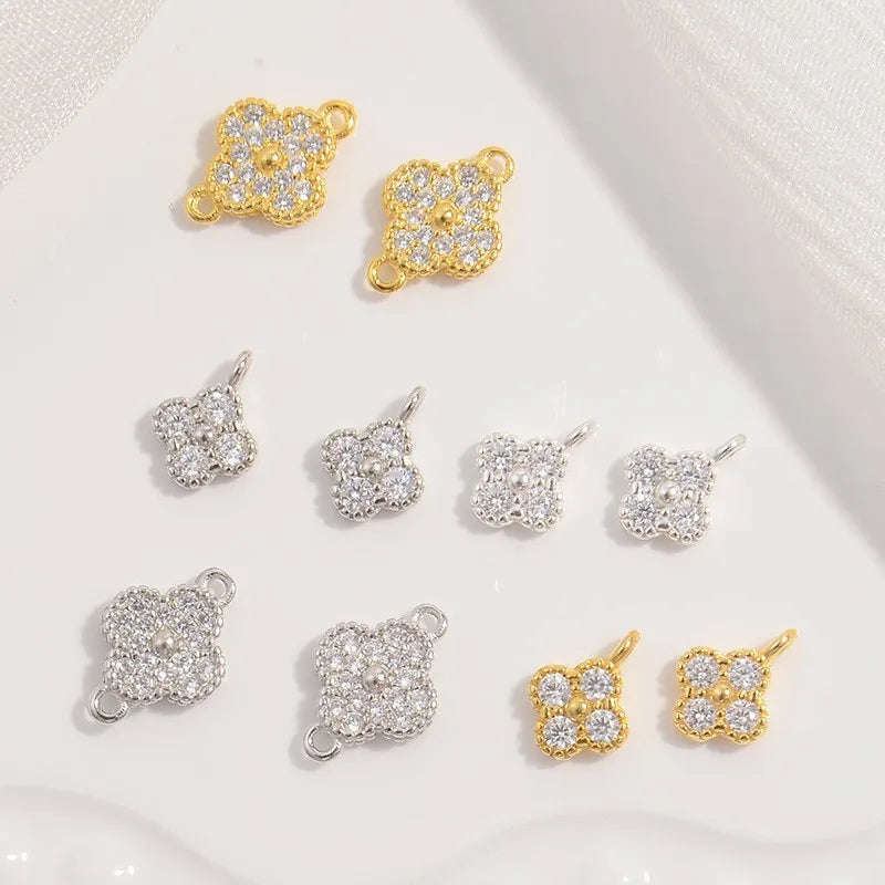 Fine Leaf Lucky Pendants 925 Sterling Silver Flower Charms Connector for Jewelry Making