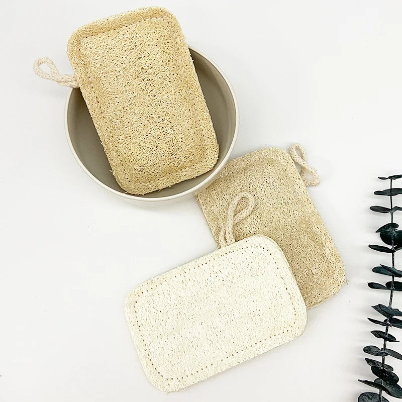 Custom Logo Biodegradable Natural Loofah Dish Washing Scrubber Double Layer Kitchen Cleaning Sponges & Scouring Pads