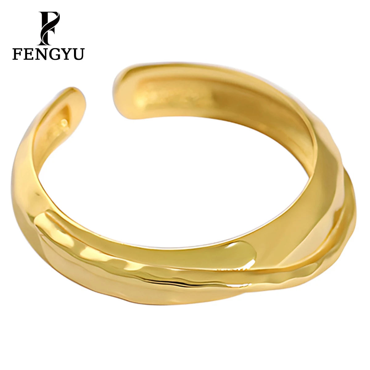 Fine 18k Gold Irregular Geometry Wire Rings for Women 925 Sterling Silver Fashion Adjustable Girls Ring Custom Jewelry Wholesale