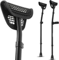 Rehand Aluminum Alloy Comfortable Underarm Cane Medical Adjustable Axillary Cane for Disabled Black Class I