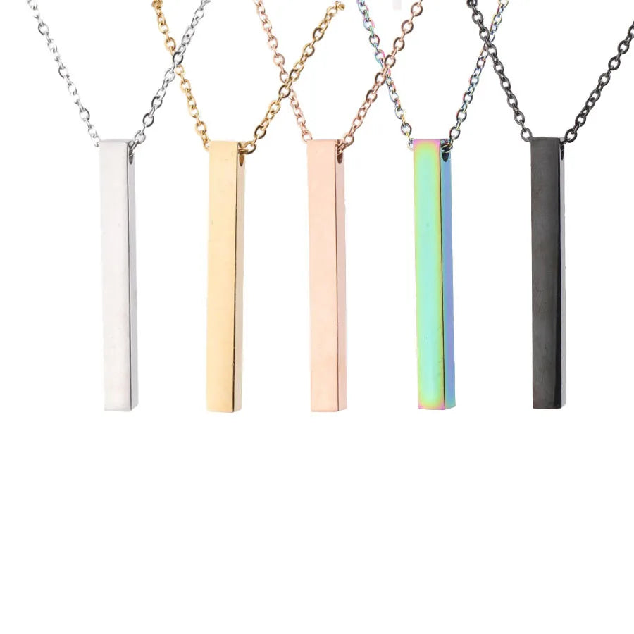 New Arrival Stainless Steel Necklace for Men Women Custom Name Plate Pendant Personalized Engraved Bar