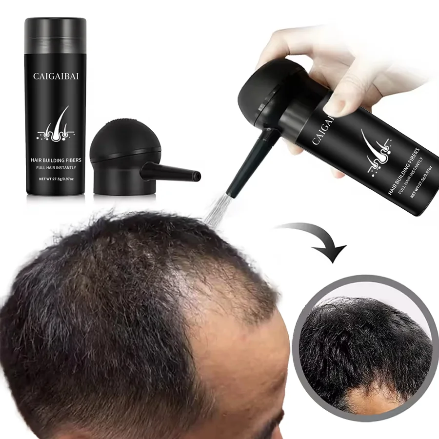 Custom Logo Organic Styling Keratin Hair Fibre Powder Spray Applicator Private Label Hair Building Fibers