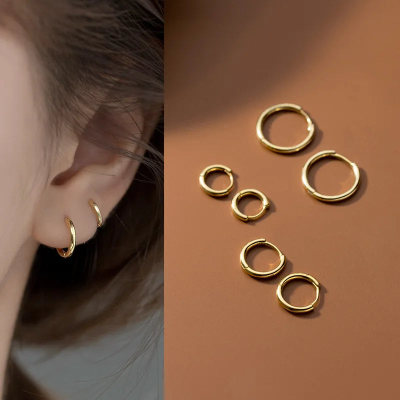Hot Selling Classic Design 925 Sterling Silver Circle Hoop Earrings S925 Girl Women