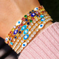 2022 Trendy Dainty Minimalist Enamel Blue Red Tennis Bracelets for Women Turkish Evil Eye Cubic Zirconia Fashionable Tennis