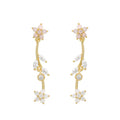ZUOLA Wholesale 18K Gold Plated Eco-friendly Brass Elegant Custom Floral Willow Zircon Stud Earrings Korean Trendy Style Daily