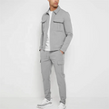 Custom Logo Fashion Men Sweat Suits Two Piece Set Slim-Fit Nylon Tracksuit Cargo Jacket and Pants Set