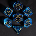 Blue Glass Polyhedral Sprout Seven-Piece Dice Set