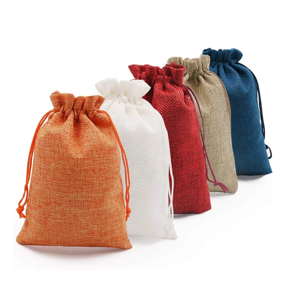 Fast Delivery Natural Hemp Linen Jute Drawstring Bags Wholesale Gift Pouches 13*18cm Washable Customizable Custom Logo Bulk