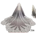 S1202A 2026 Elegant White Bridal Veil New Water-Soluble Two-Layer Lace Gauze Embroidered Drag Tail Veil for Perfect Wedding