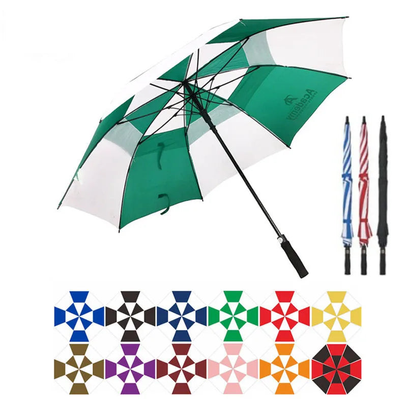 30inch Double Layer Automatic Folding Umbrella Windproof Golf Umbrella 8 Bones Rain Umbrella