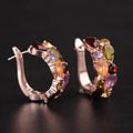 Personality Luxury Trendy Rose Gold Earrings Colorful Crystal Zircon Women's Popular Stud Earrings Engagement Gifts Jewelry