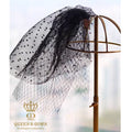 QUEENS GOWN Vintage Short Dot Bridal Veils Black & Ivory Mesh Bridal Wedding Dress Accessories