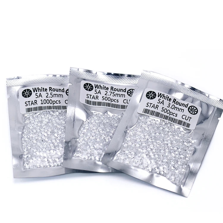5A Grade 0.8-2.5mm Synthetic Diamond Cut Cz Gems Stone Loose White Small Round Cz Cubic Zirconia