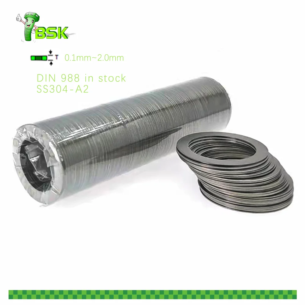 304 Stainless Steel DIN 988 Thin Flat Shim Washers  Thick Size 0.1mm 0.2mm 0.3mm 0.5mm 1.0mm 1.5mm 2.0mm Thin Washers Wholesale