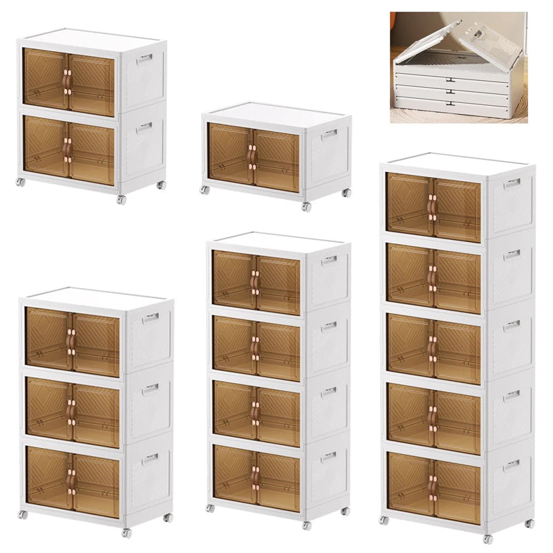 New Folding Cabinet Living Room Kitchen Large Capacity Storage Cabinet for Artifact Snacks Toys Items Sorting