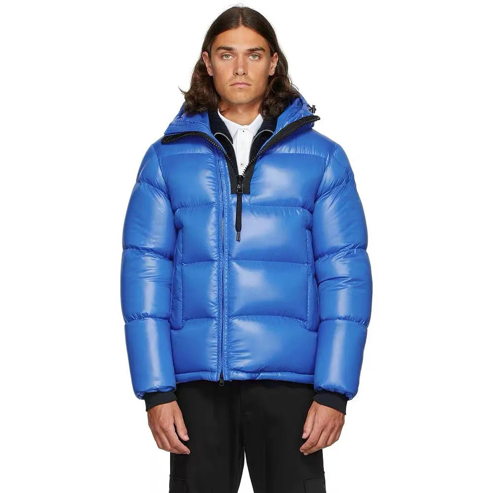 Wholesale Custom Winter Hooded Lightweight Satin Nylon Quilted Puffer Jacket Oversize Coat OEM Service for Men Waterproof