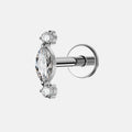 TOPOSH Minimalist Cluster Earrings Three Bezel Setting Labret Internal Thread 14K Gold Plated Zircon for Cartilage Lip Piercing