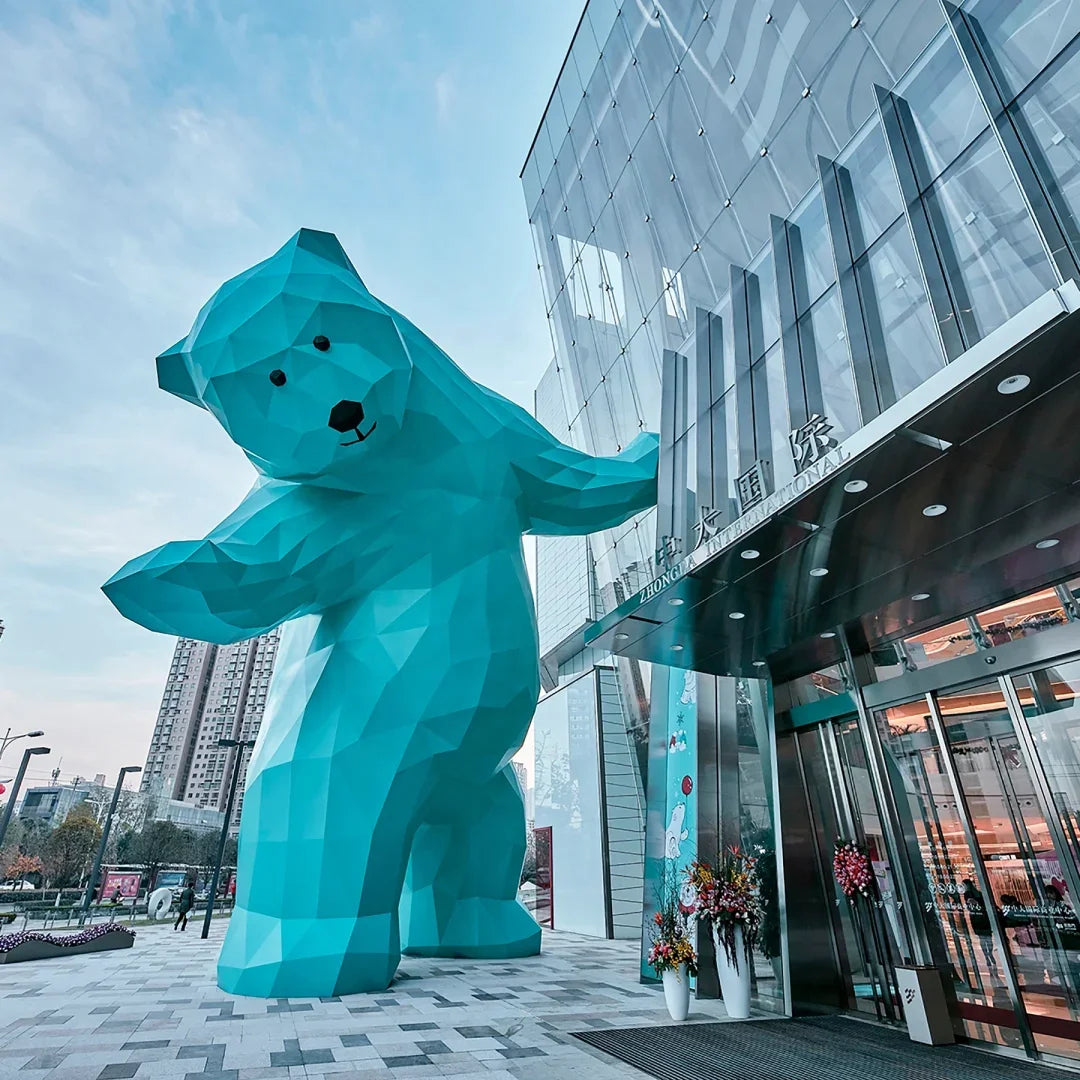 Customized Panda Cartoon Sculptures Are Used for the Interior Decoration of Commercial Plazas.
