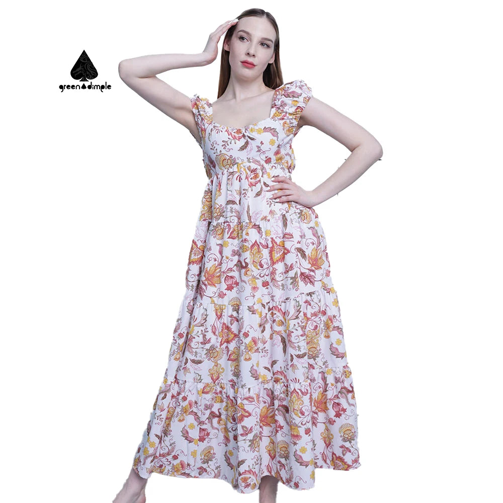 Couture Long Semi Formal Prom Dress Western European Medieval Plus Size Elegant Lady Girls Printed Horn Sleeve Cake Dress