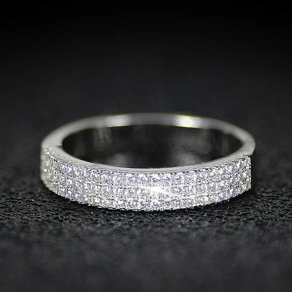 CAOSHI Bridal Accessories Wedding Band 925 Silver Plated Zircon Rings Simple and Delicate Finger Zircon Rings Women