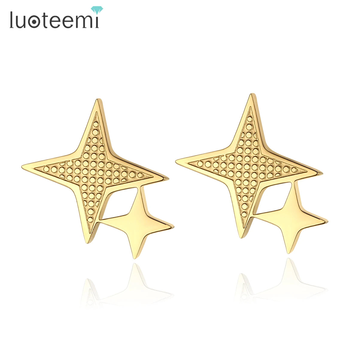 SP-LAM Fashion Star Earring 2026 Golden Big Shape Stainless Steel Gold Plated Stud Star Earring