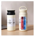 Japanese Style Double-layer 350ml Powder Coated Stainless Steel Insulated Cup Car Coffee Cup Gift Portable Handle Water Bottle