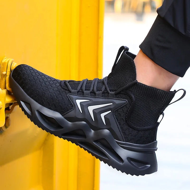 GUYISA Brand Factory Direct Selling Flying Woven Breathable Work Shoes Outdoor Lightweight Steel Toe Safety Shoes for Men