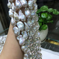 Irregular Shape White Color 2A Quality Baroque Pearl Chain Big Size Natural Freshwater Pearl Bead Strand for Make Bracelet