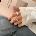 Vianrla 925 Sterling Silver Cross Sharp Silver Open Adjustable  Fashion Fine Ring