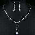 LUOXIN Simple Style Bridal Zircon Jewelry Set Adjustable Necklace Water Drop Earrings Jewelry Set for Women