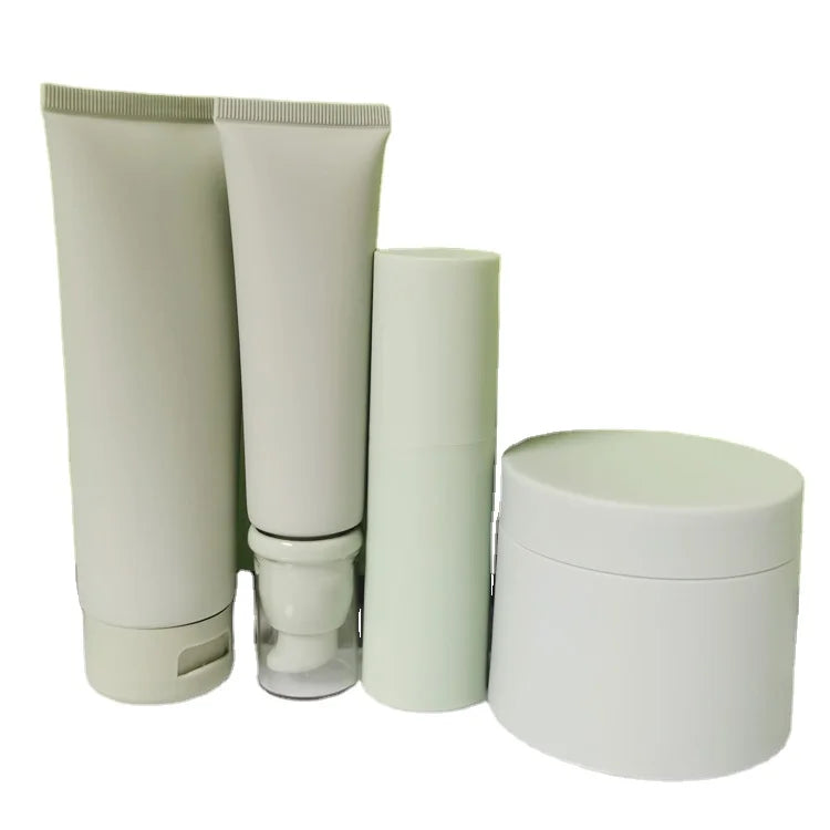 30ml 150g Matte Green Sun CreamJar /Facial Cleanser Soft Container Tube for Skincare Squeeze Packaging Plastic Cosmetic Tube Set