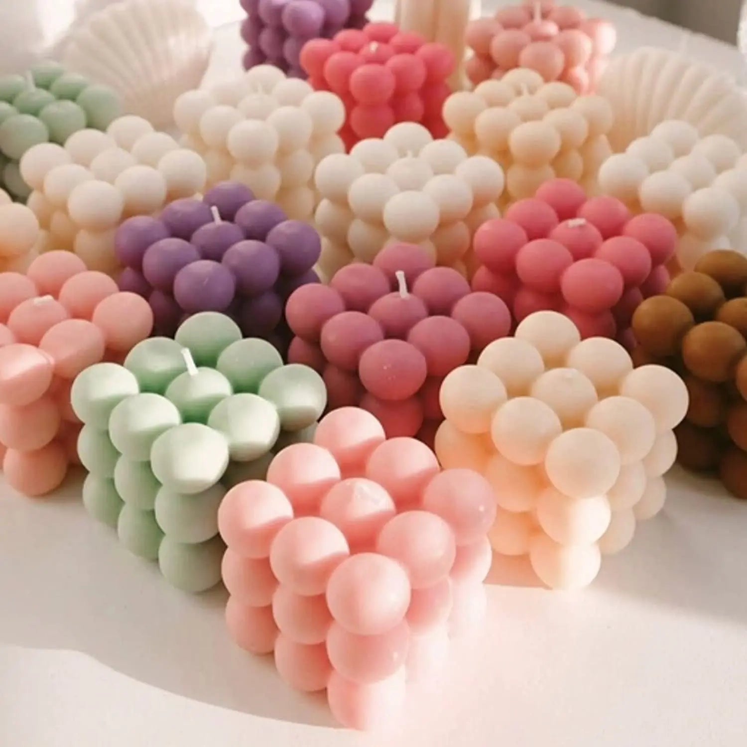 3D Bubble Candle Molds Cube Silicone Mold for Candles Soap Making Baking Dessert Mousse Cake Jelly Ice Cream Mold