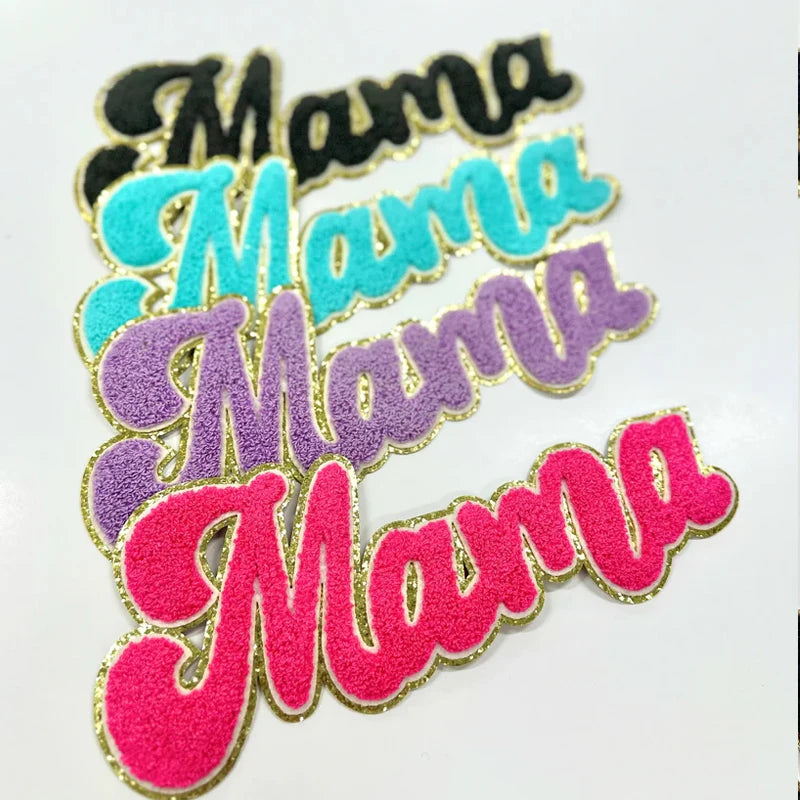 Wholesale Custom Letter Chenille Patches Iron on Decorative Letter MAMA Chenille Patch for Hat Bag Women Gift