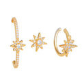 European and American Fashion Ear Accessories 3 Pcs Studs Set Female Large Zircon Copper Plated Star Brass Geometric Earring