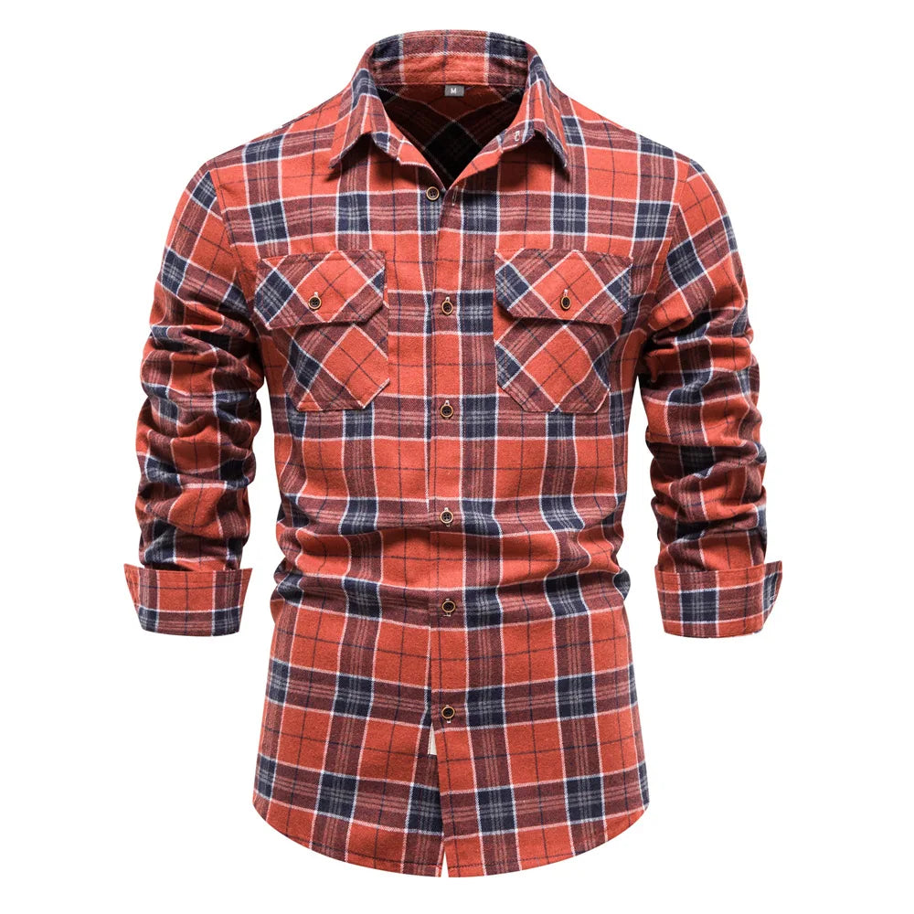 New Cotton Plaid Shirt Men's Long-sleeved Spring and Autumn Men's  Fashion All-match Long-sleeved Shirt