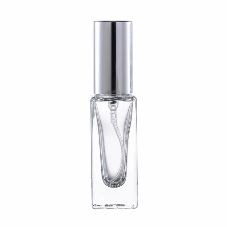 Free Sample Gold Silver Black Top Spray Cosmetic Packaging 6ml Transparent Rectangle Empty Perfume Bottle