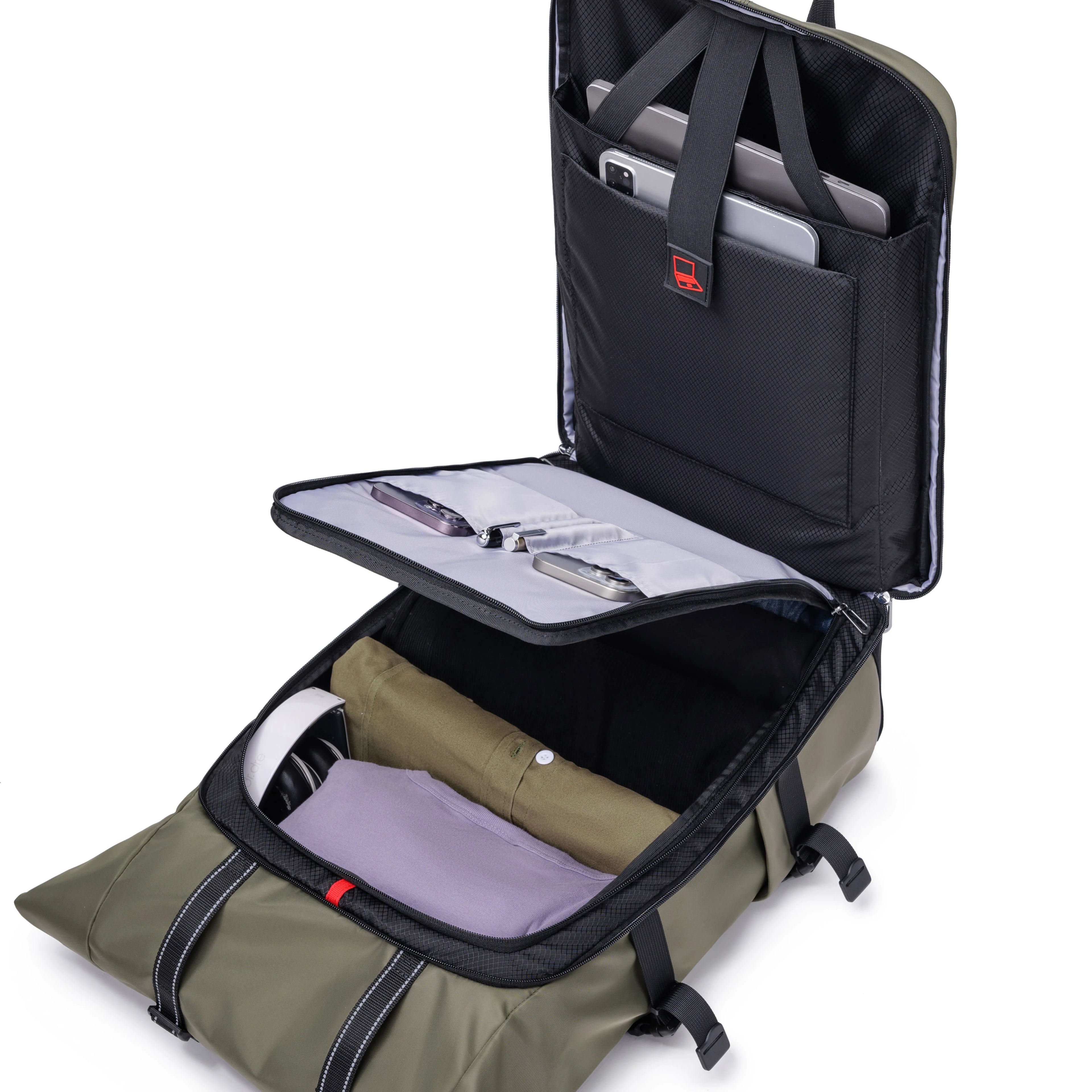 OEM Large Multi Pocket 17 Inch Laptop Backpack Waterproof Roll Top Rucksack for Women Men Zipper for Travel Hiking Camping