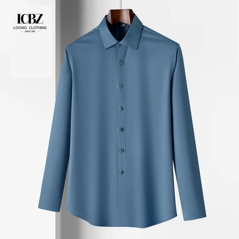 For Dallas Cowboys Light Blue Long Silk Dress Shirt for Men Customizable Boutique Manufacturer for Spring