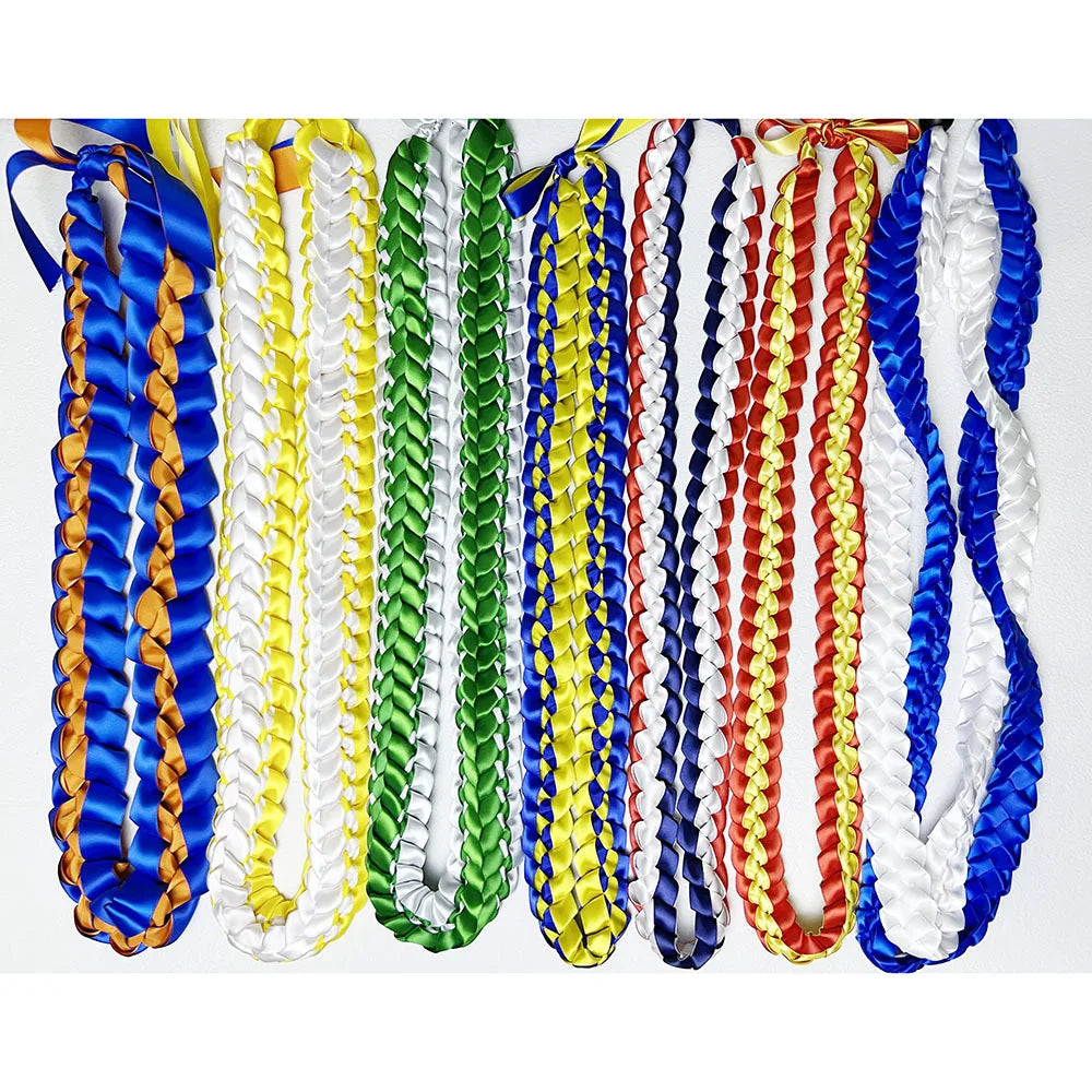2023 Graduation Party Gift Double Braided Honor Leis Necklace College Graduation Ribbon Leis for Women and Men