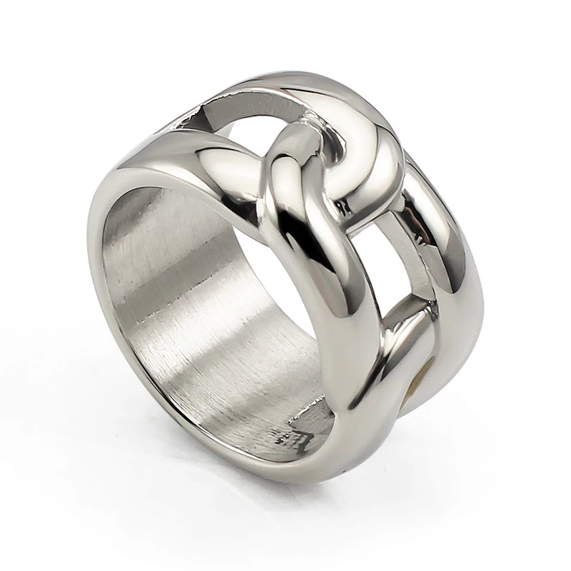 Trendy Jewelry Punk Style Rings for Women Silver Color 316L Stainless Steel Simple Ring Fashion Classic Jewelry