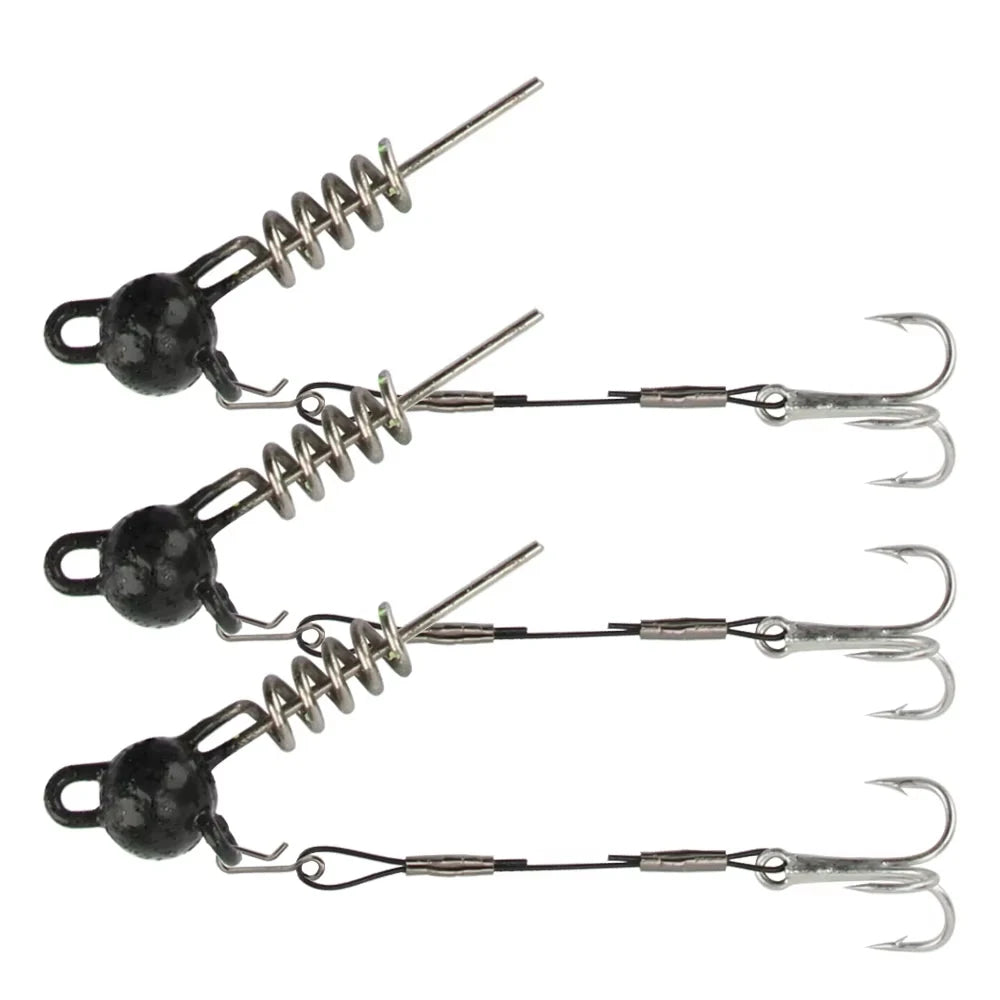 Spinpole Screwball Lead Jig Head Rig Wide Crank Offset Fishing With Stinger for Soft Fishing Lure Steel Wire Treble Fishing Hook