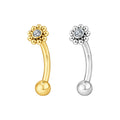 Right Grand ASTM F136 Titanium Mini CZ Flower Rook Earring 16G Curved Barbell Labret Stud Eyebrow Cartilage Tragus Body Piercing MegaBDM