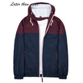 Custom Manufacturer Hooded Patchwork Windbreaker Long Sleeve Light Autumn Jacket Casual Outdoor Trench with Full Zip