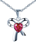 925 Sterling Silver Jewellery Rhodium Plated Ribbon Bow Pendant Necklace Women Fashion Jewelry Silver 925